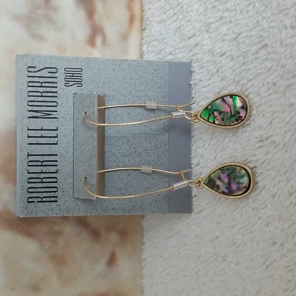New Robert Lee Morris Soho Abalone Dangle Earrings